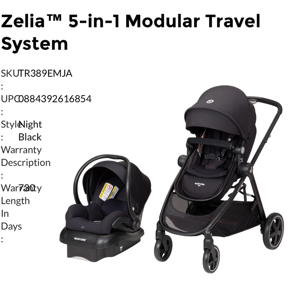 Zelia 5-in-1 Modular Travel System Night Black